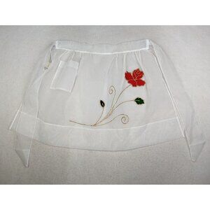 VINTAGE SHEER WHITE HALF APRON - BECO-HELMAN - MISS HELEN - ROSE GLITTER